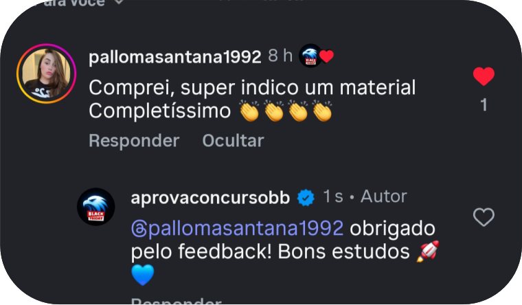 Depoimento de aluna enviado por WhatsApp