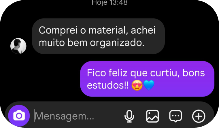 Print de conversa com feedback de aluno