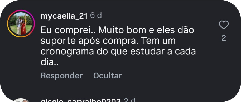 Print de conversa com feedback de aluna