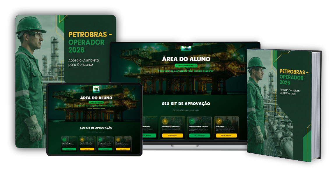 Material de estudos para o concurso da Petrobras: apostila, área do aluno, cronograma e questões